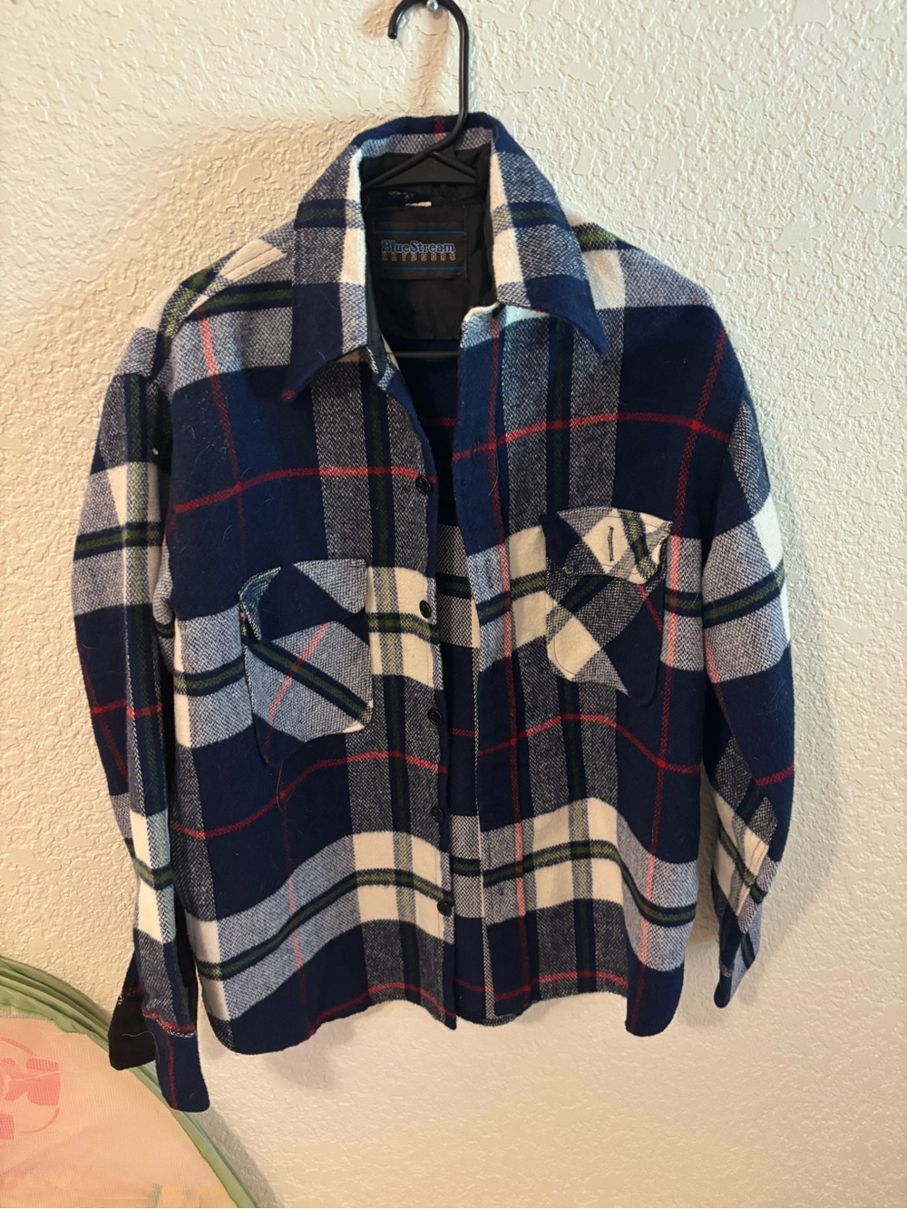Vintage 70’s Penny Coat Men's Navy Plaid Lightweight Shirt Jacket